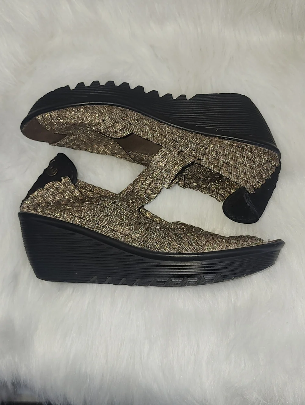Bernie Mev 'Calypso' Woven Platform Wedge Sandal - Bronze/ Black- 40 / 9.5 USA